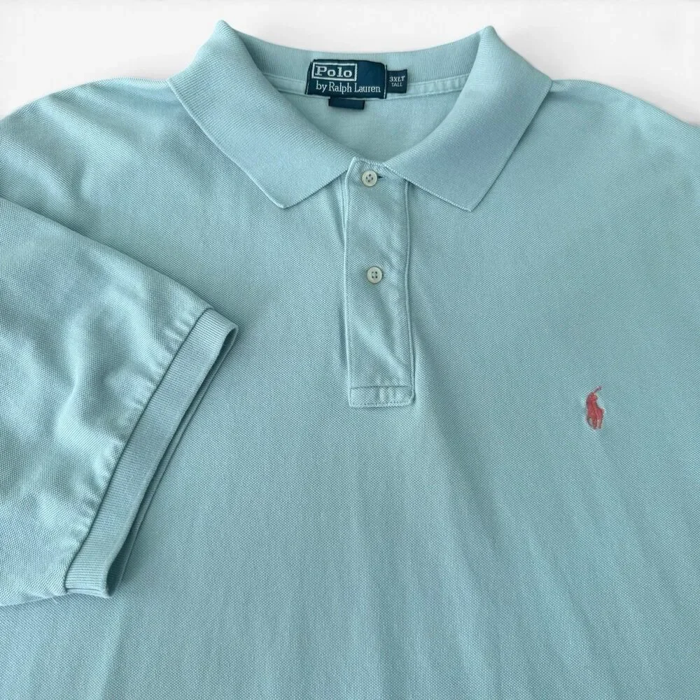Polo Ralph Lauren Polo Shirt Men 3XLT Tall Blue Teal Big Tall Cotton Golf Pony